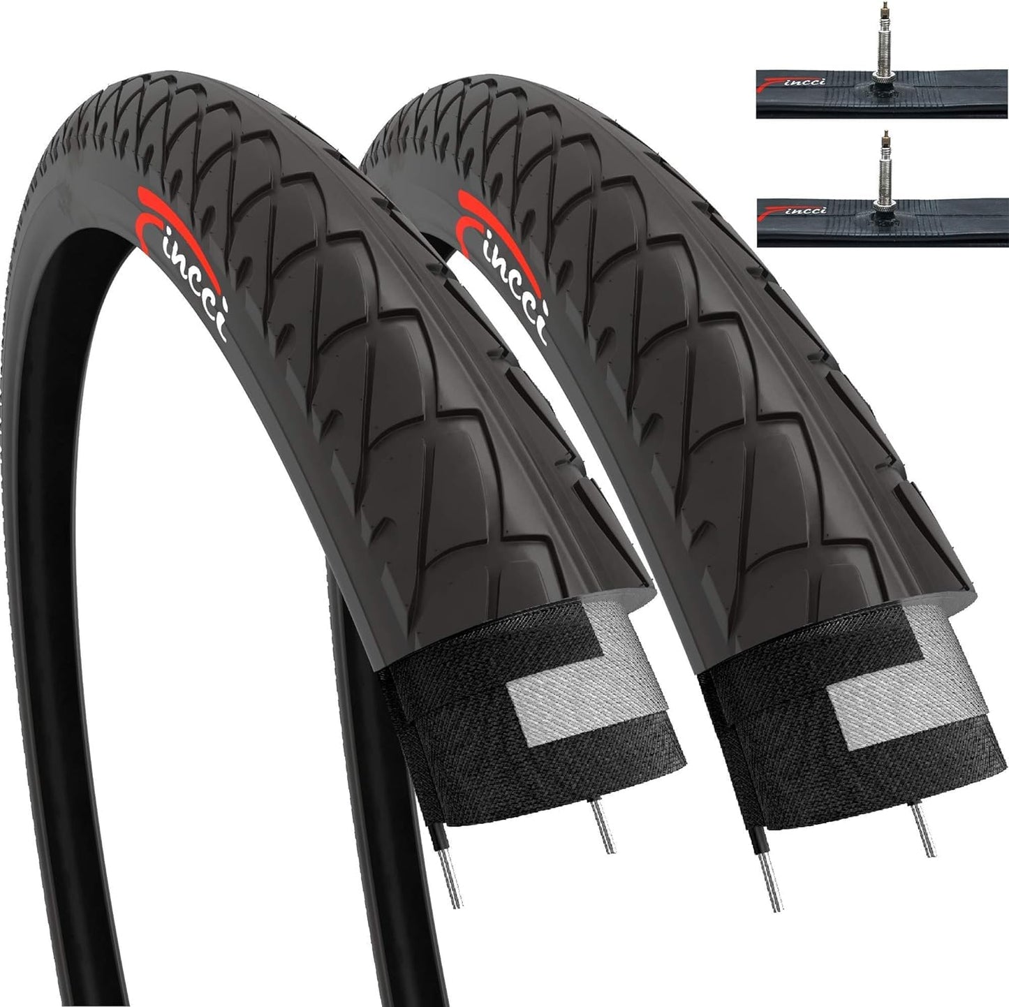 Fincci Set Slick Bike Tyres 26 x 2.126 with 2x Inner Tube Presta - Pair Foldable Bicycle Tyres 54-559 Tyre for Cycle, Road,Mountain, MTB Bicycle -