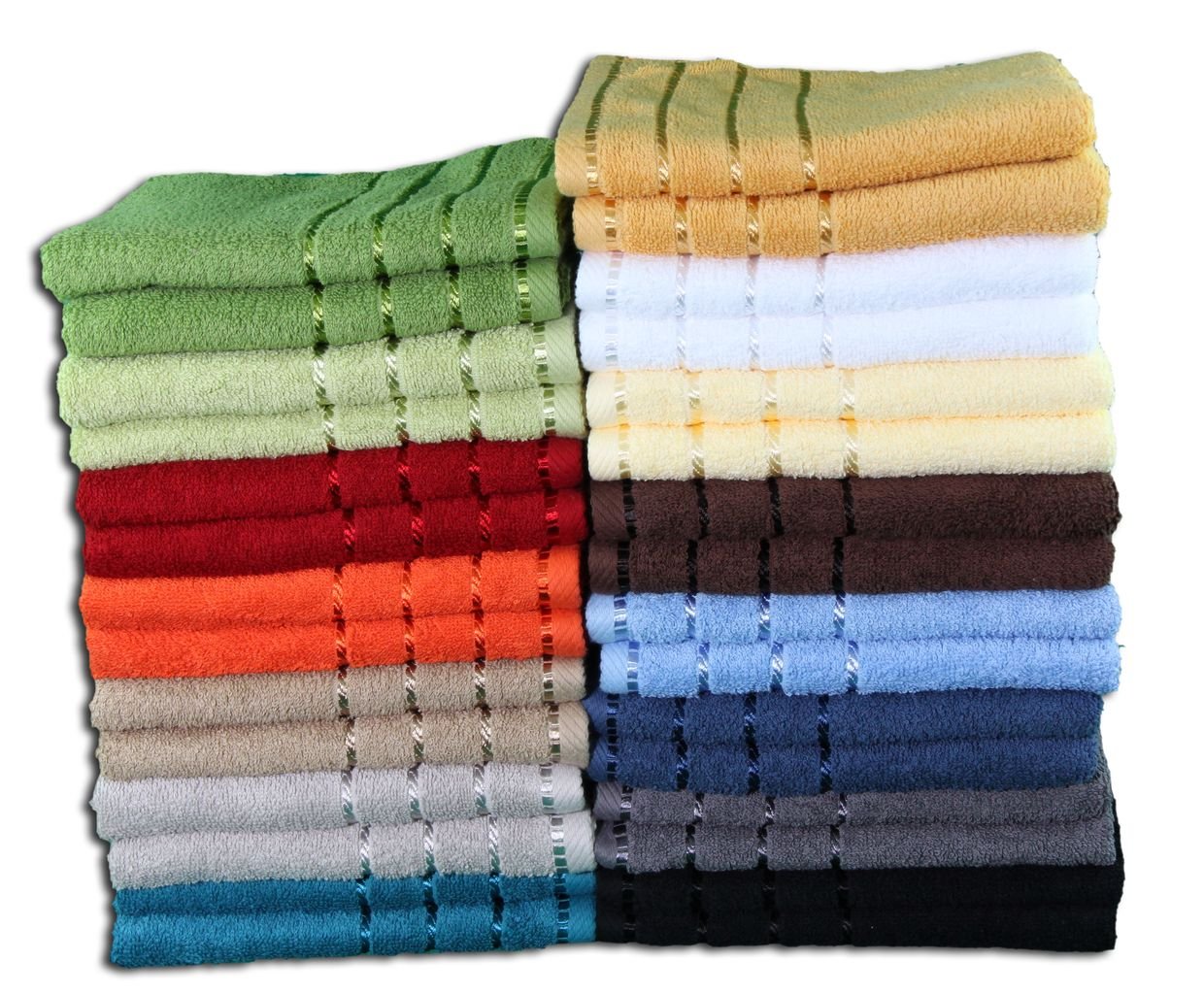 Gözze - Set of 4 Hand Towels, Berlin, 100% Cotton, 50 x 100 cm - Lime