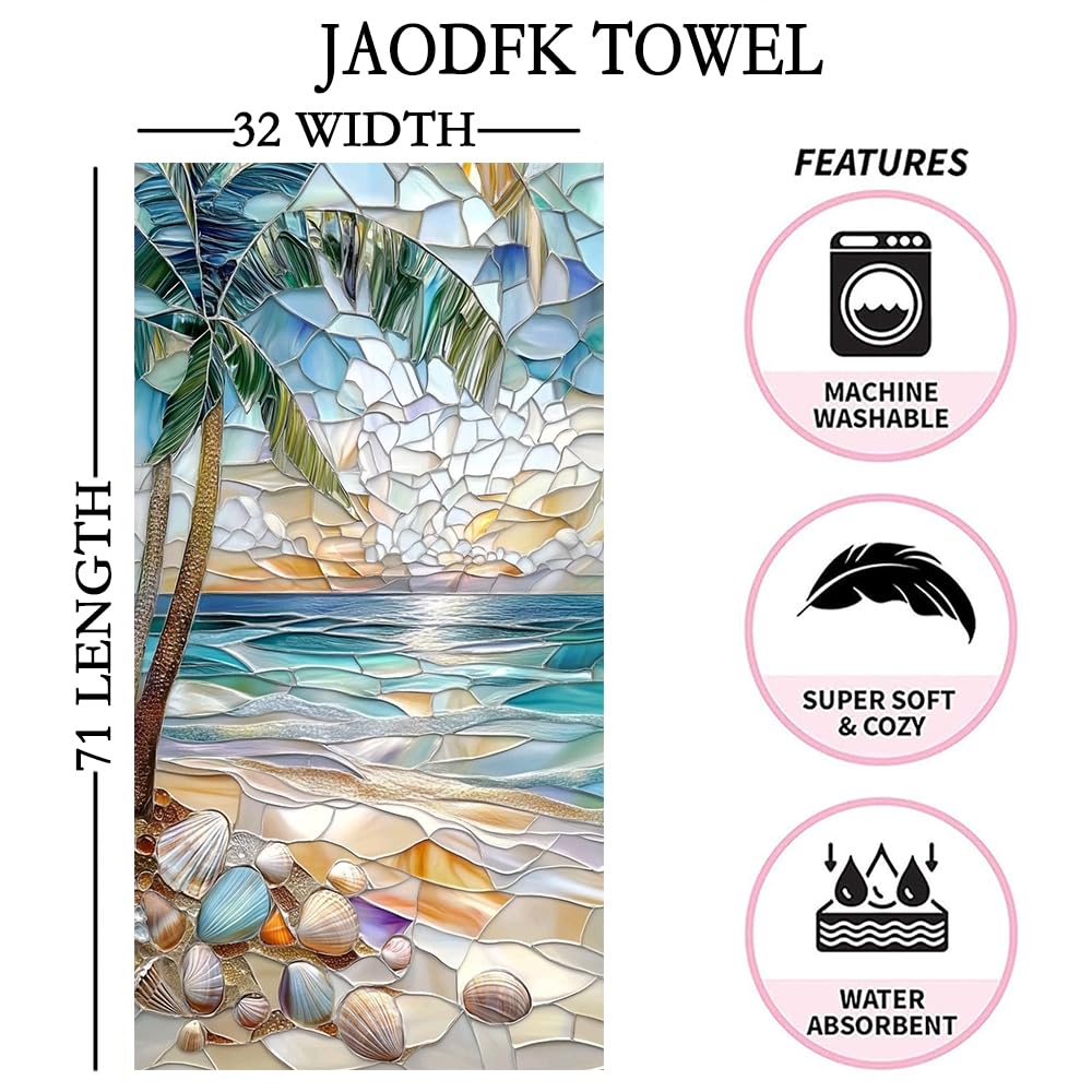 JAODFK Microfibre Beach Towel 71"X32" Quick Dry Lightweight Sand Free Extra Large Thin Towels Travel Essentials For Adults Womens Swim Bath
