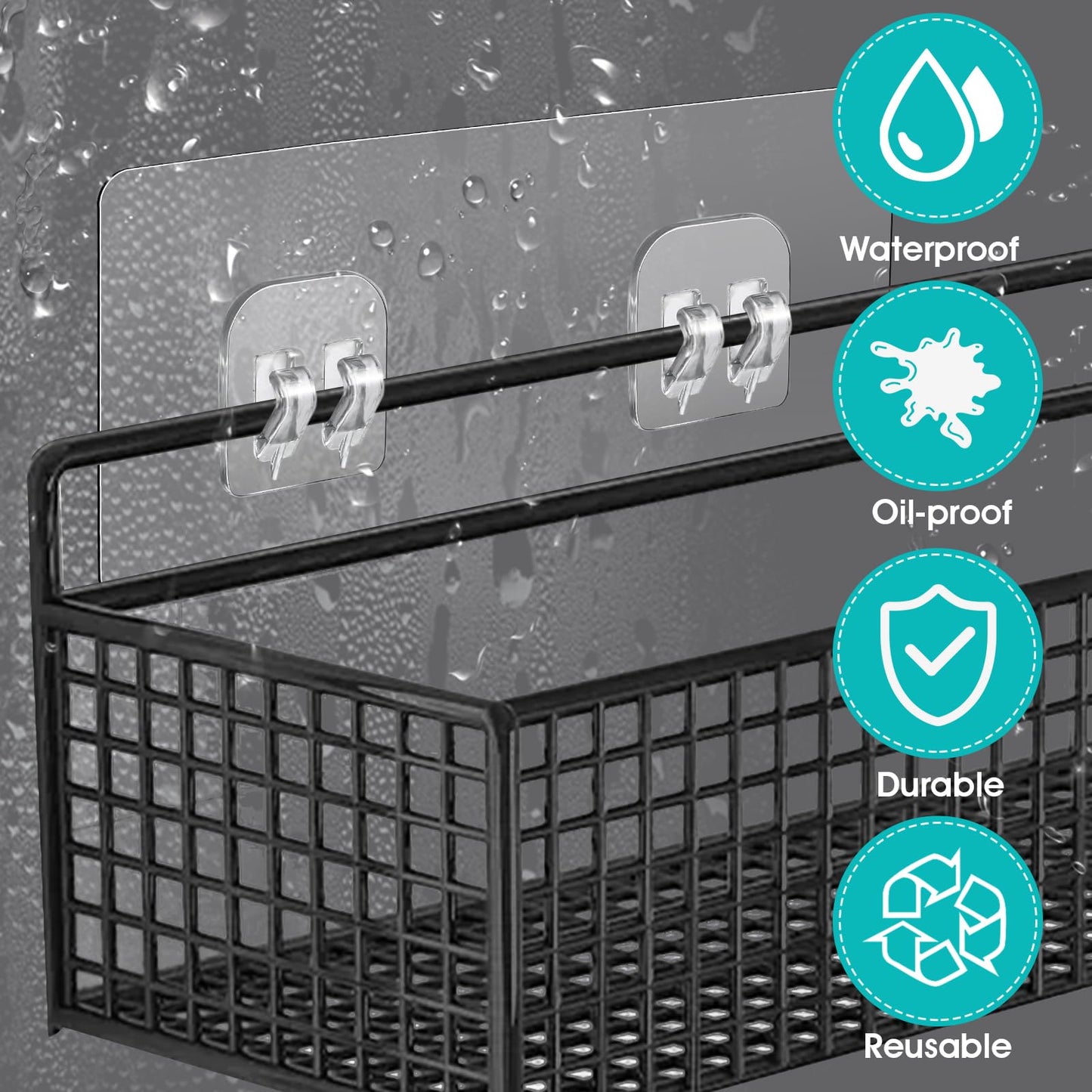 WY LIGHTING LEVEL 4 Pack Shower Caddy Adhesive Replacement, Strong Adhesive Sticker Hooks for Corner Shower Caddy Bathroom Shelf Basket Soap Dish