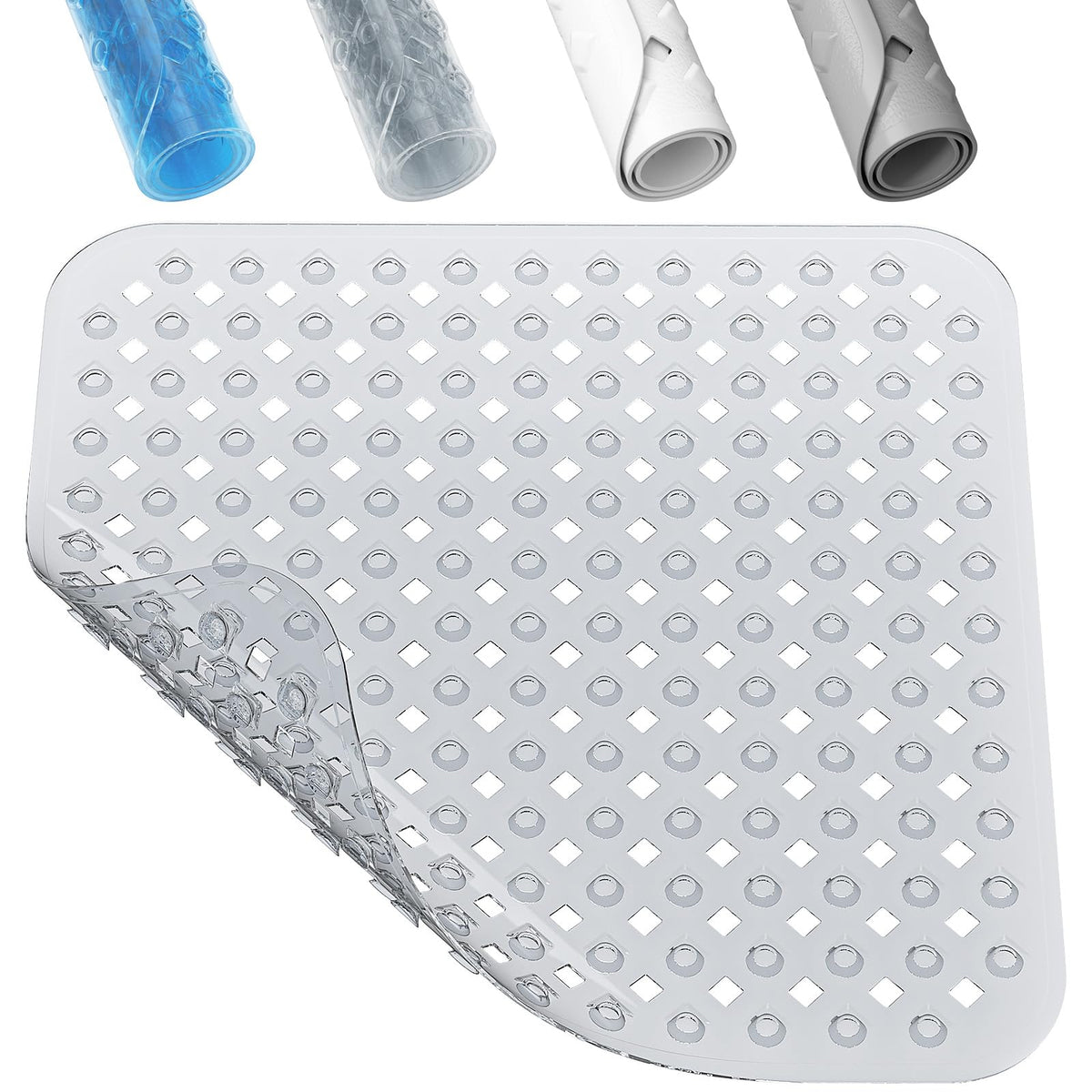 XIYUNTE Square Shower Mat Non Slip Anti Mould - 53 x 53cm Bath Mat Non Slip Shower Mats for Inside Shower