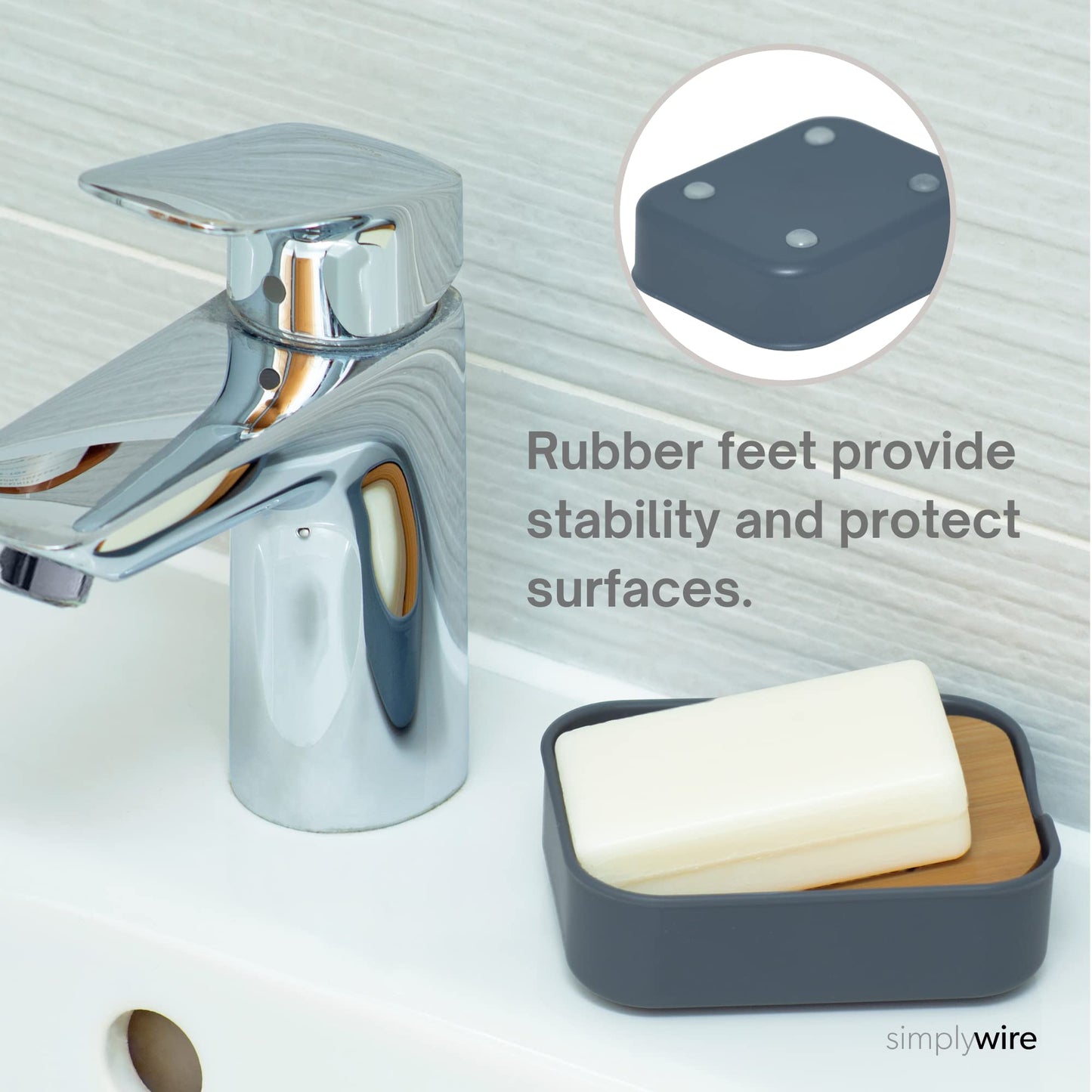 simplywire – Pack of 2 – Plastic Soap Dishes – Grey