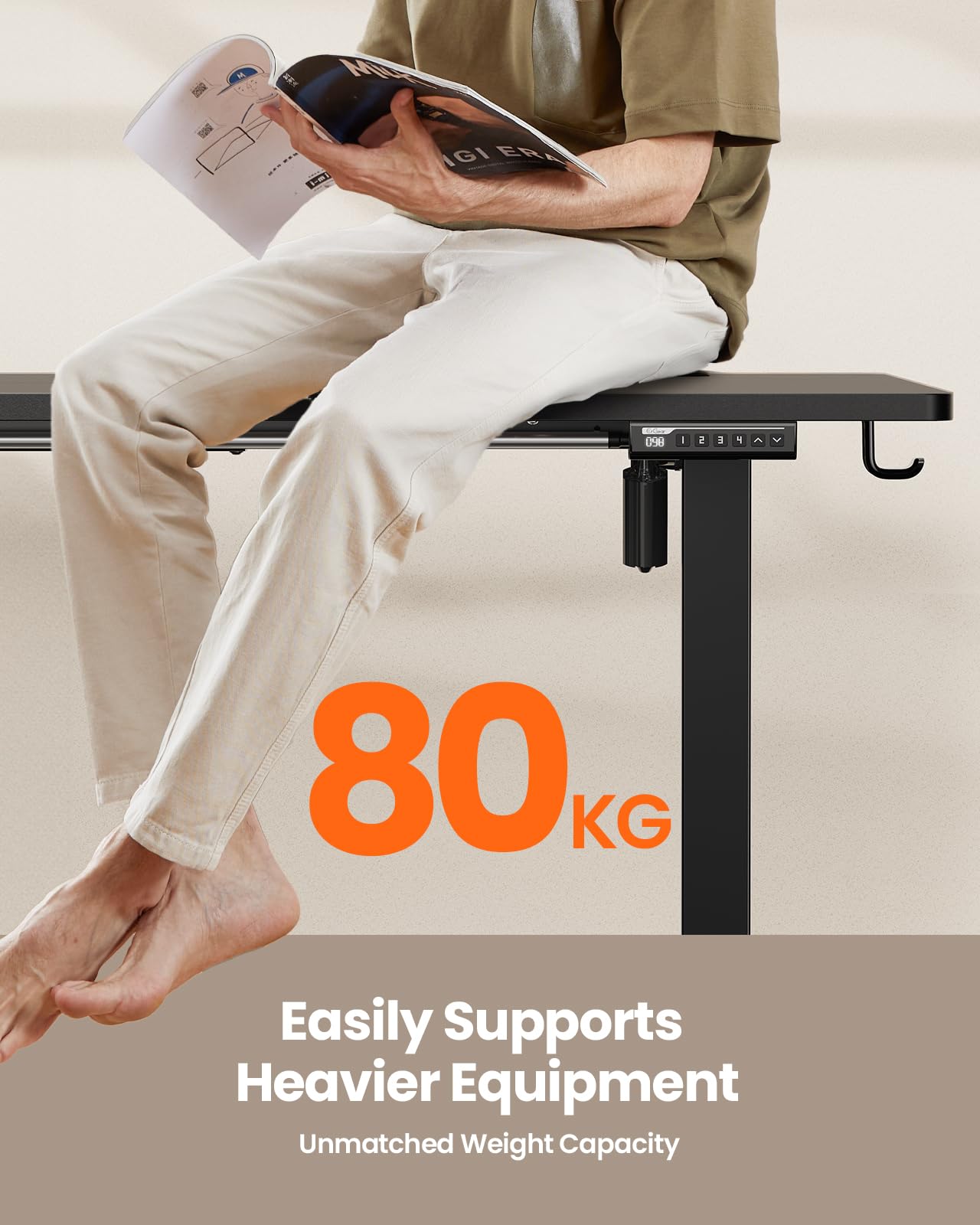 ErGear Electric Standing Desk 120 x 60cm 4 Memory with Splice Board