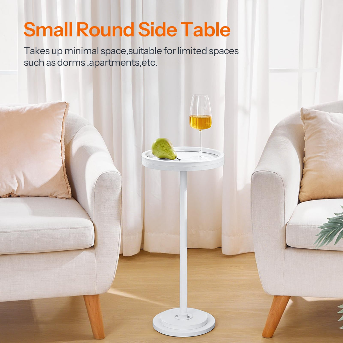 HOOBRO Round Side Table, Small Bedside Table, Drink Tables, Accent Round Table with Pedestal