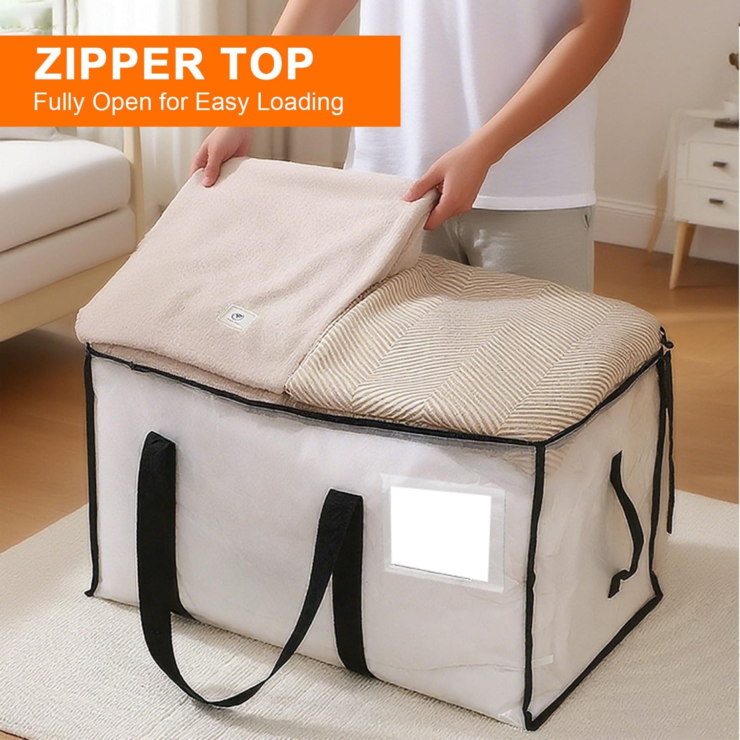 Zandrix 95L Waterproof Storage Bags Moving Boxes Bags with Lids - 2 Pack