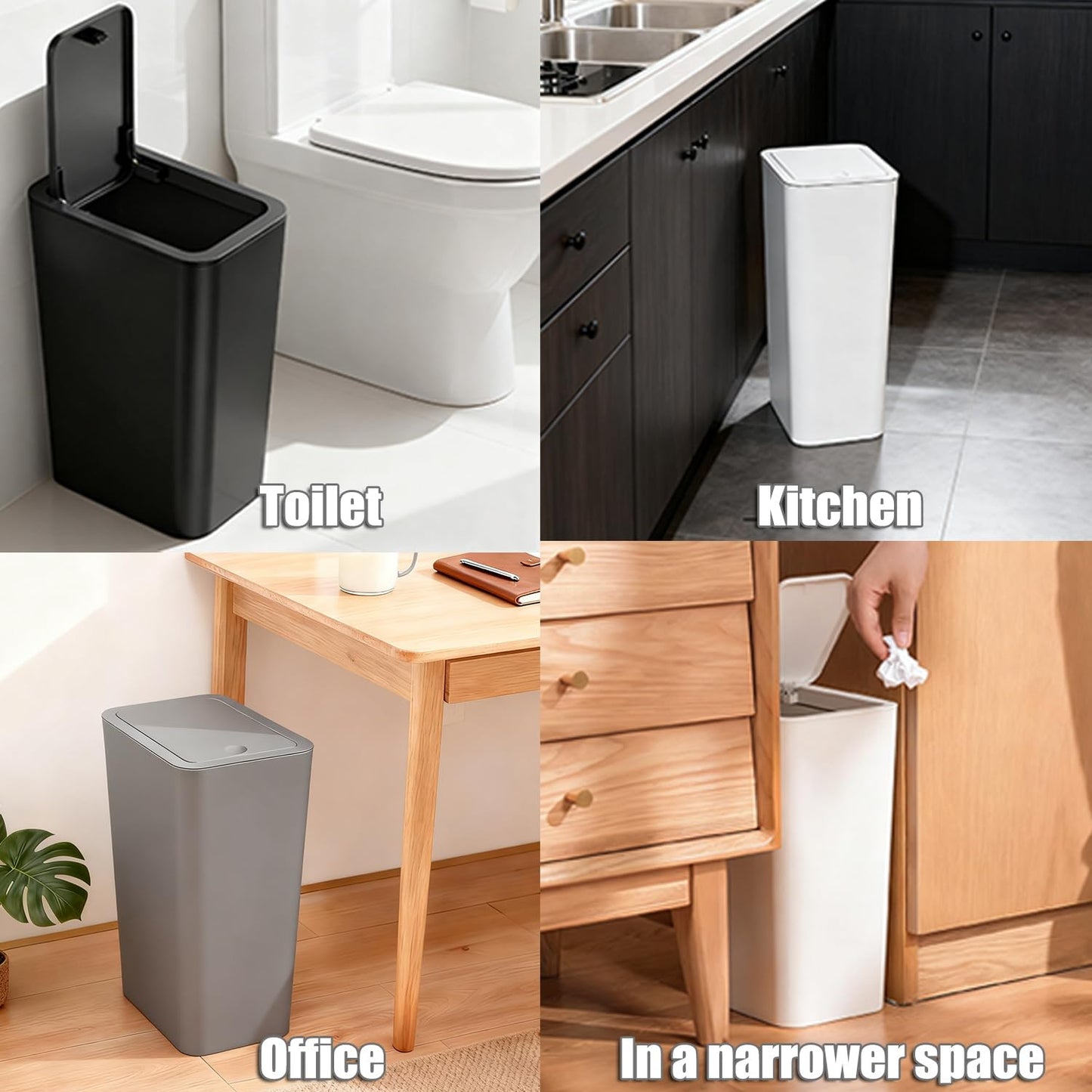Stowetry 3 Pack Bedroom Bin,10L Plastic Bathroom Bin with Lid