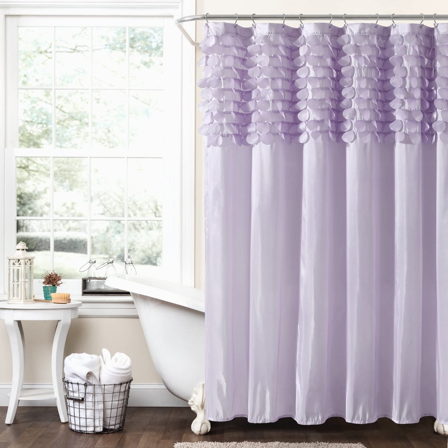 Lush Decor Curtain, Polyester, White, 72" W x 72" L (Pack of 1)
