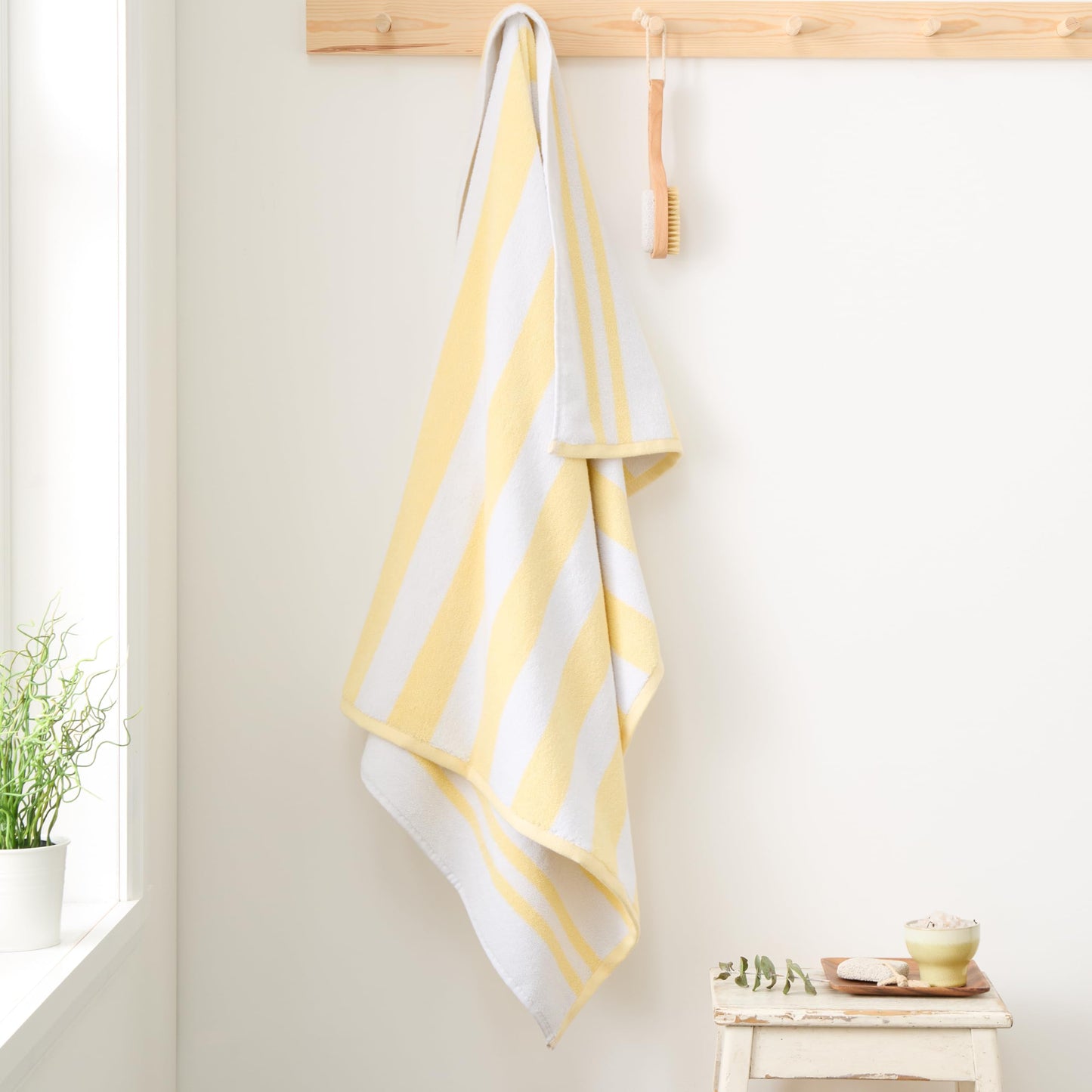Bianca Reversible Stripe 70x127cm Cotton Jacquard Bath Towel Yellow