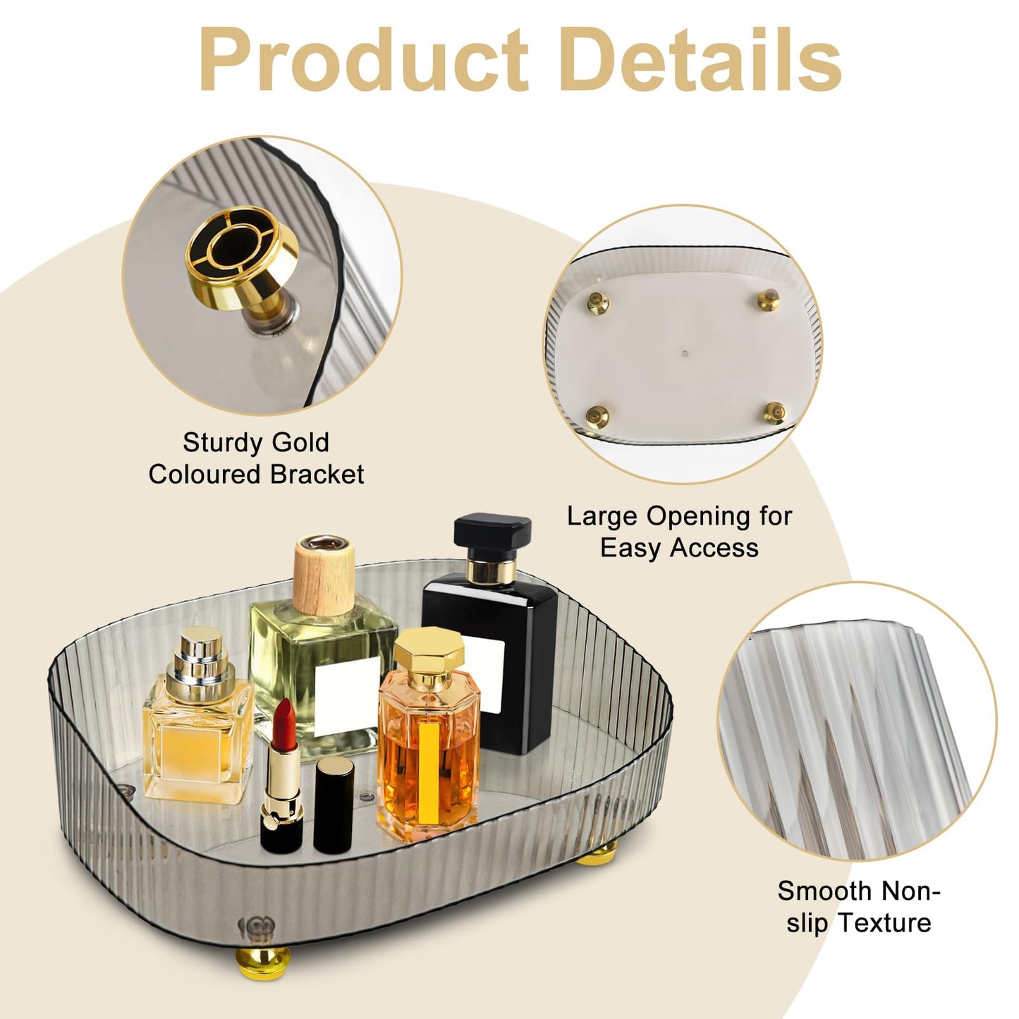 Mulaibdin Perfume Tray for Dresser, Perfume Organiser Tray Plastic, Bathroom Trays for Toiletries, Decorative Trays for Vanity,Bedroom