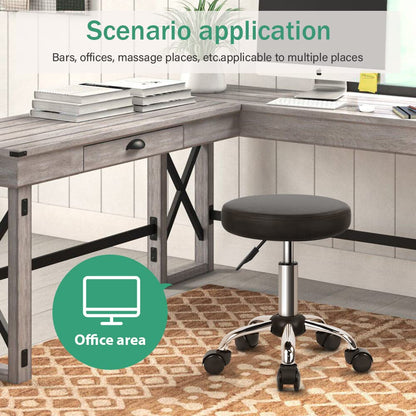 FURWOO Multi-Purpose Rolling Stool with Wheels for Spa - Adjustable Drafting Stool Black