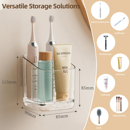 Toothbrush Holder Wall Mounted,Detachable Toothbrush and Toothpaste Holder with Divider for Bathroom