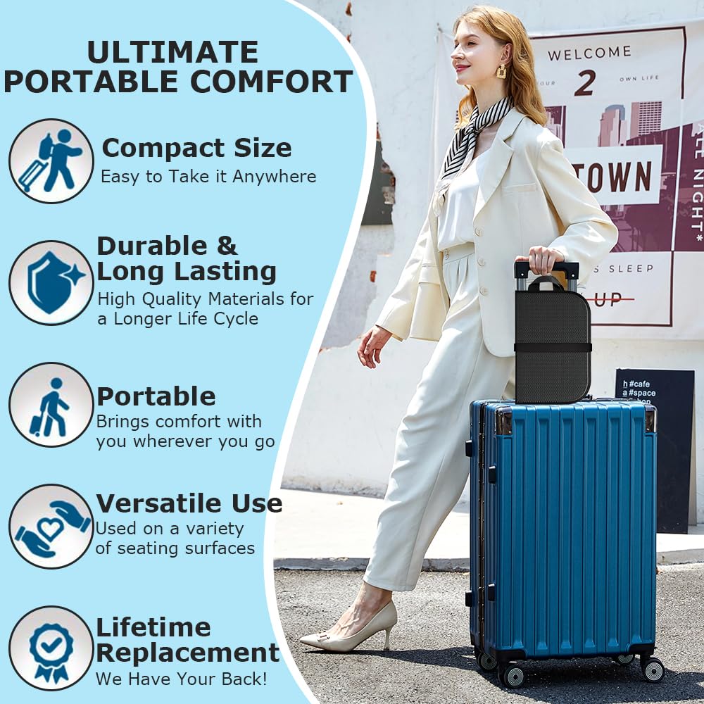 KBIBCK Gel Seat Cushion, Foldable Seat Cushion, Portable Travel SeatCushion for Sitting, Airplane Pressure Relief Cushions