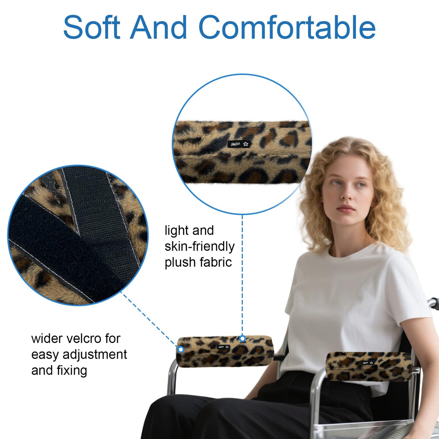 SPRING SEAON Wheelchair Armrest Pads Covers Fuzzy Desk Chair Arm Pads Soft