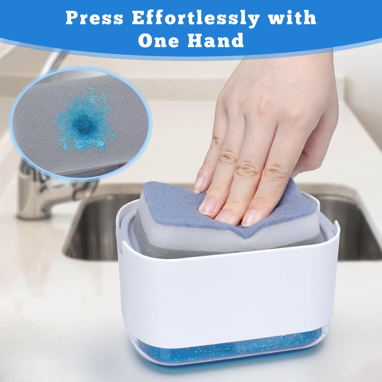 Alyvisun Soap Dispenser Kitchen, Dish Soap Dispenser with Sponge Holder
