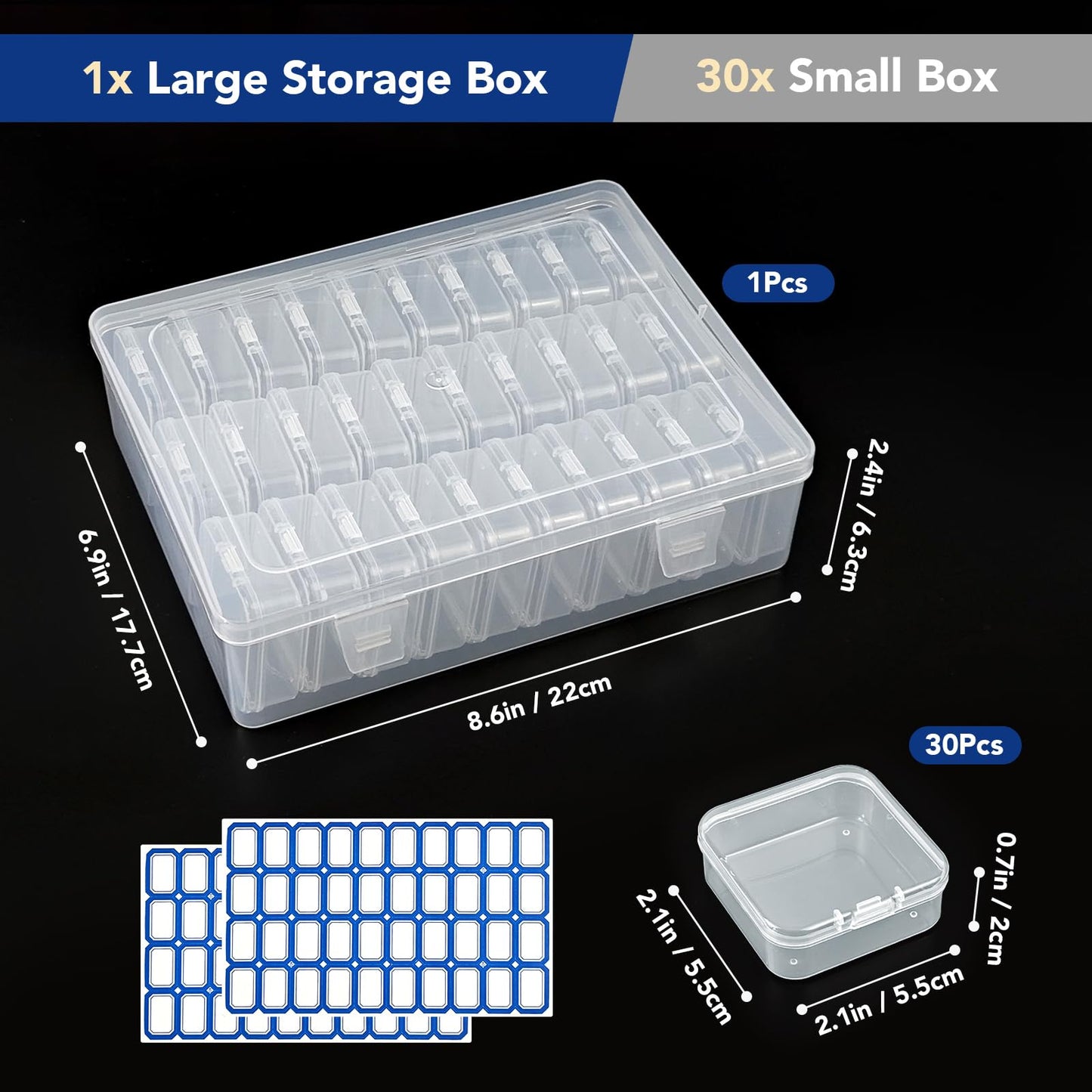 YIMETOP 30 Pcs Small Storage Box with Lid, Mini Plastic Clear Sorting Box, Transparent Plastic Storage Boxes with Hinged Lid, for Small Parts, Beads