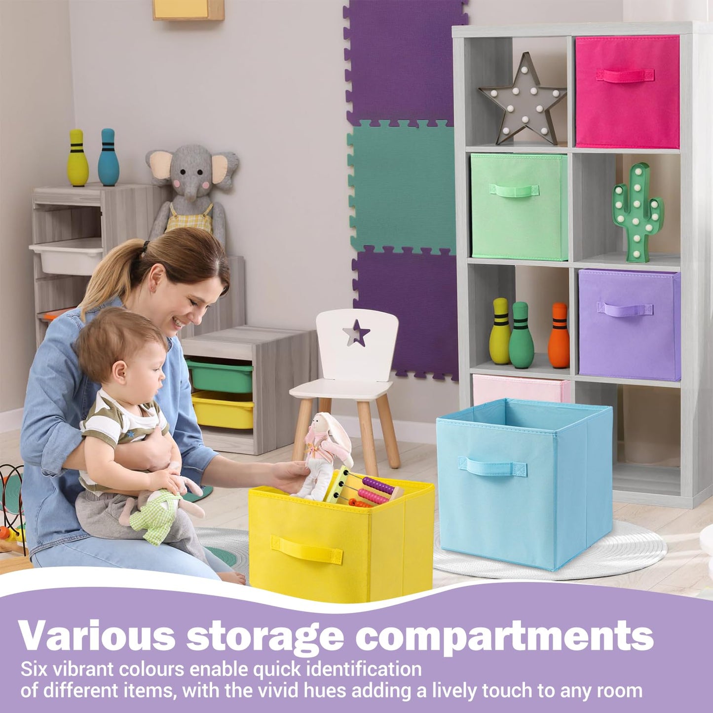 YTSMFL 6 Pack Storage Bins, Foldable Fabric Storage Cubes Cloth Storage Organizer Non-Woven Fabric Storage Boxes Drawer for Closet and Toys Storage