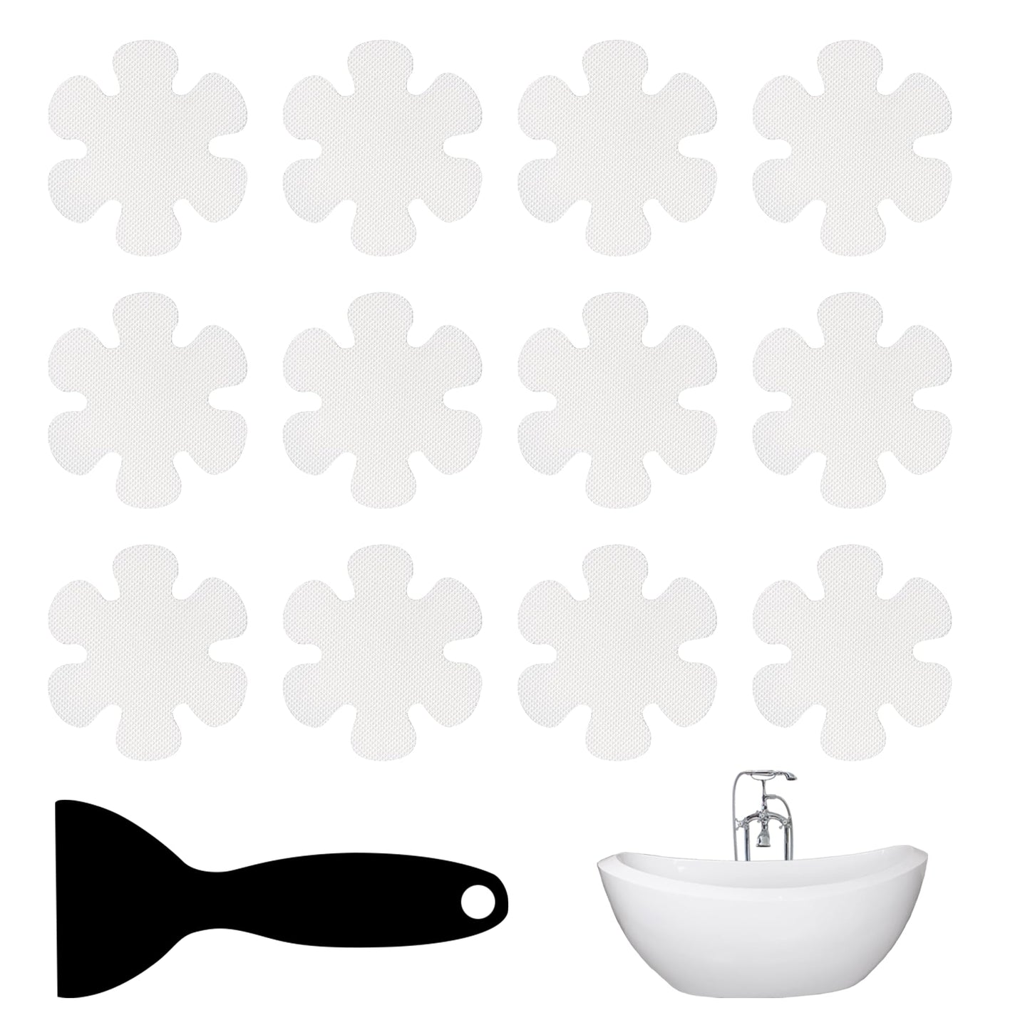 MEKEET Anti Slip Bath Stickers, White, Flower Shape, 25PCS