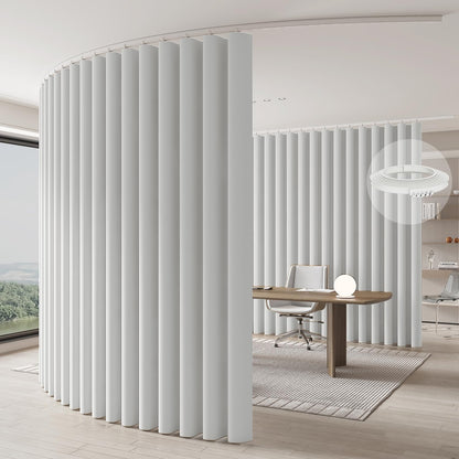 JILRON Room Divider Curtain, Ceiling Mounted on Rails, Room Divider for Flexible Privacy Screen White, H 213 x W 270 cm