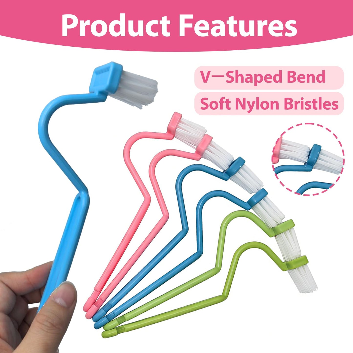 6Pcs V-Shaped Toilet Cleaner Brush Set Deep Cleaning Ergonomic Scrubber
