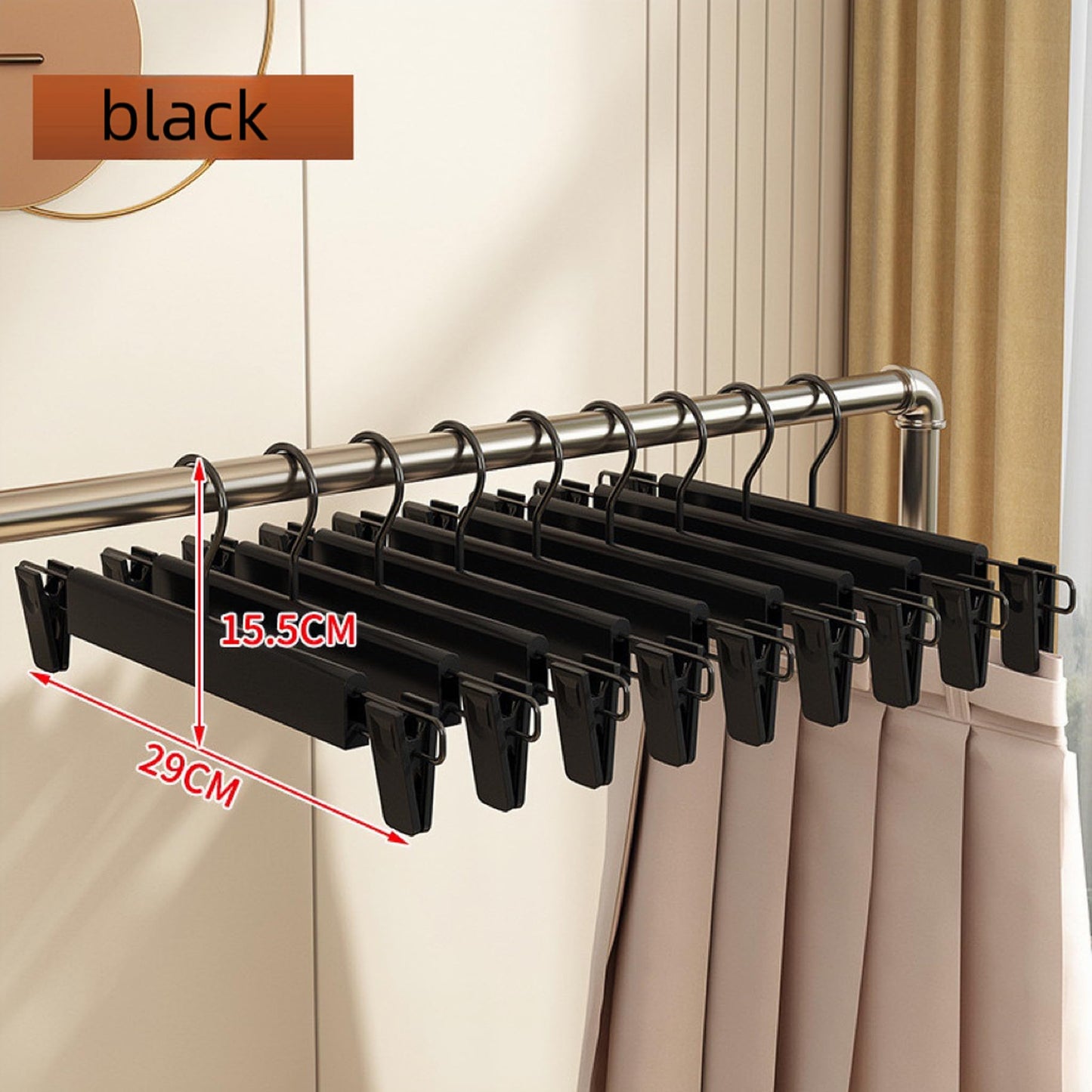JUNEYE 10 Pack Clothes Pants Hangers, Space-Saving Skirt Holders with 360 ° Swivel Hooks, Adjustable Clips, Trouser Hangers