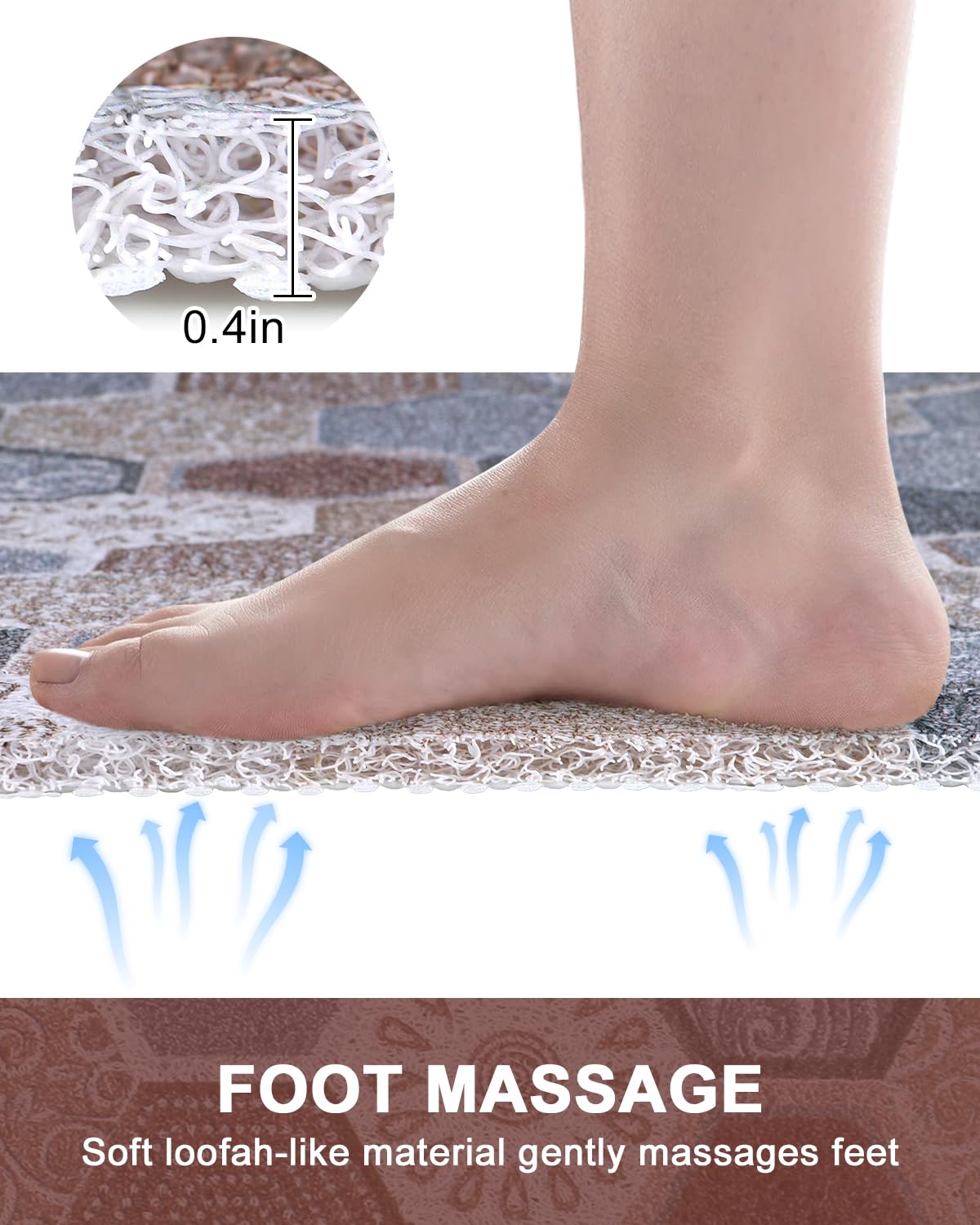 Extra Large Shower Mat Non Slip Anti Mould for Elderly: 80x120cm Quick Drain Loofah Shower Mats for Inside Shower