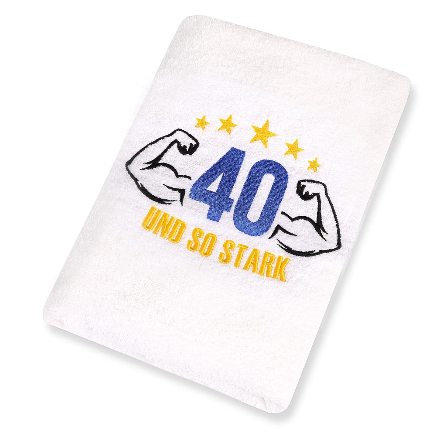 Abc Casa 40th birthday gift towel with embroidered muscles for men - a useful gift for 40 years - a wonderful gift idea for 40th