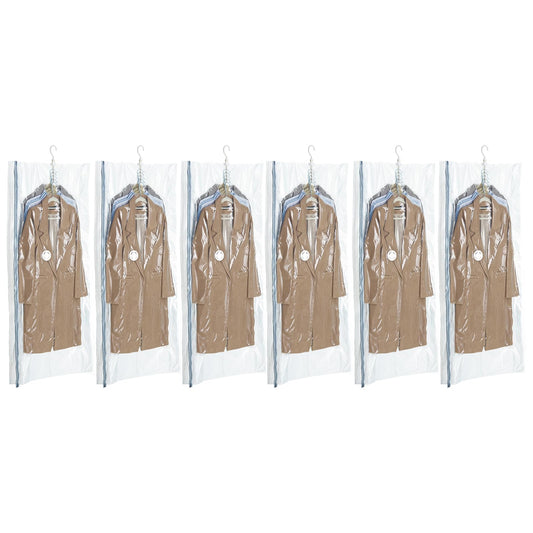 TAILI Hanging Vacuum Storage Bags for Clothes, 6 Packs Long 135x70x20x20cm, Vacuum Storage Bags for Suits, Coats, Jackets or Dresses, Save 80% Space
