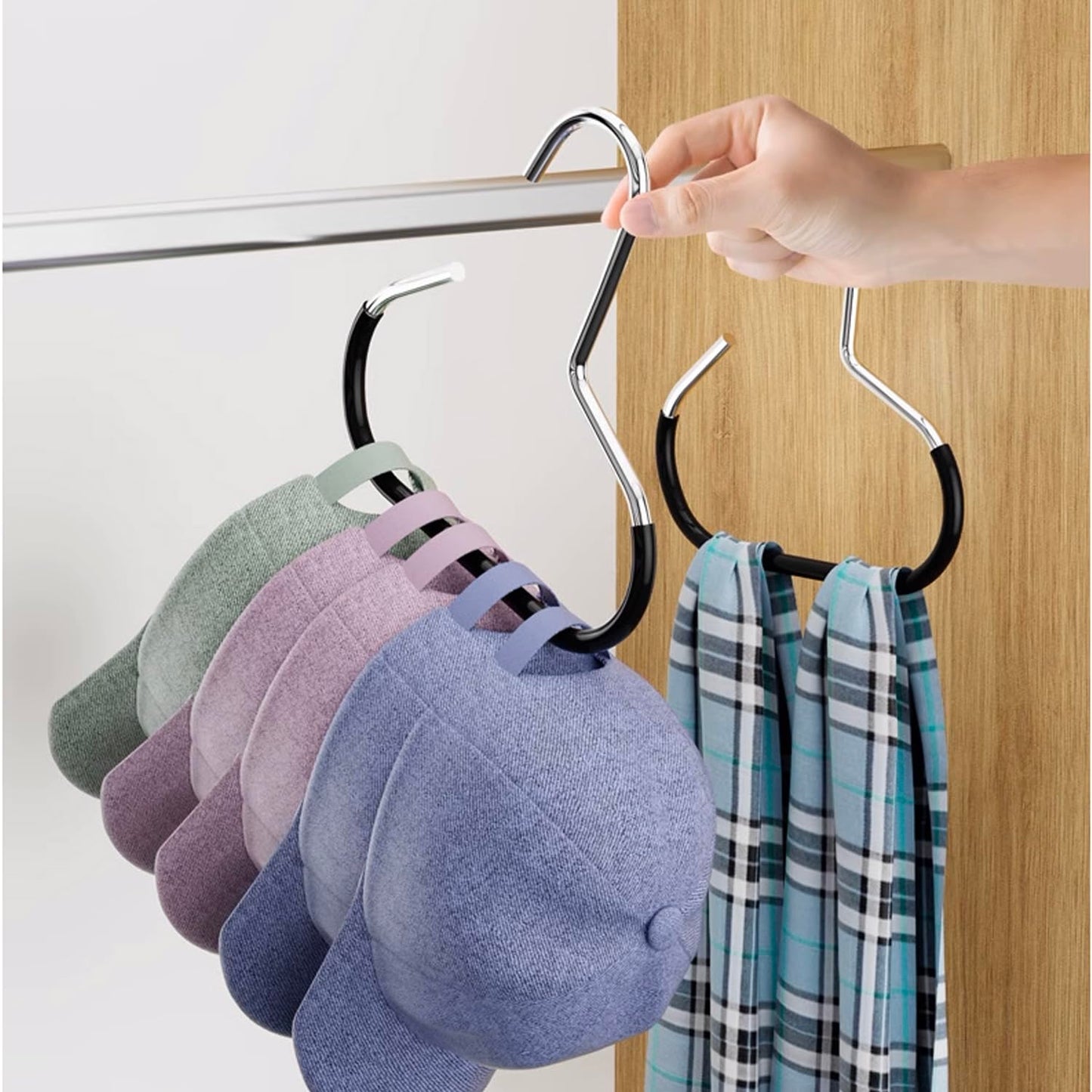 Hat Organizer for Baseball Caps 8 Pack, Metal Purse Hook (4White 4Black)