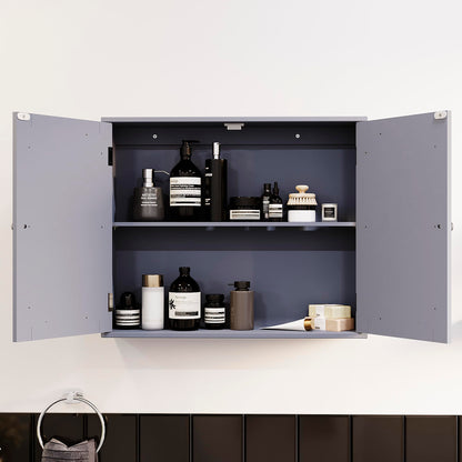 Bath Vida Priano Bathroom Cabinet Double Door Wall Mounted Storage Shelf, Grey