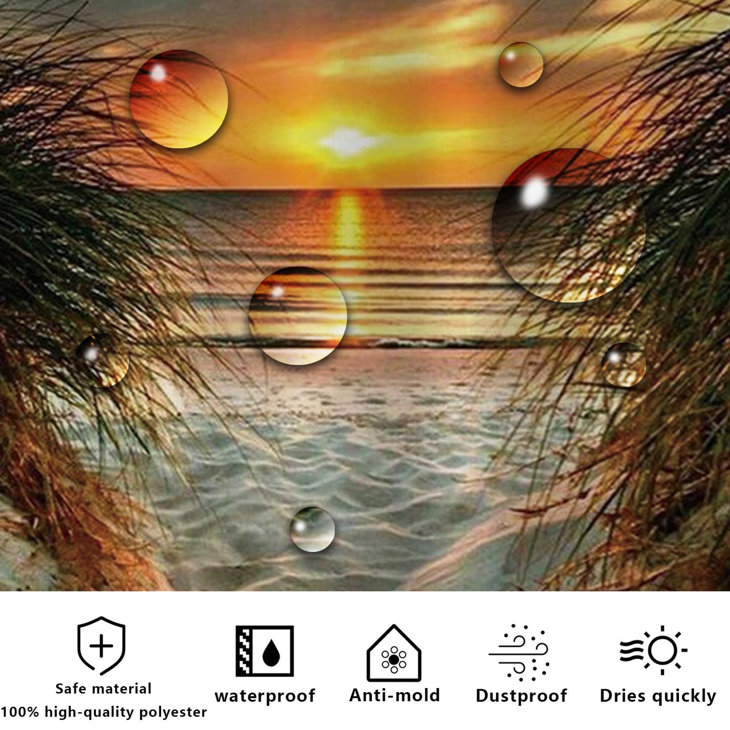 FAIRYGATE Shower Curtains for Garden Shower Curtain Mould Proof Resistant Water Repellant Fabric Polyester with 12 Plastic Hooks Bathroom Curtains