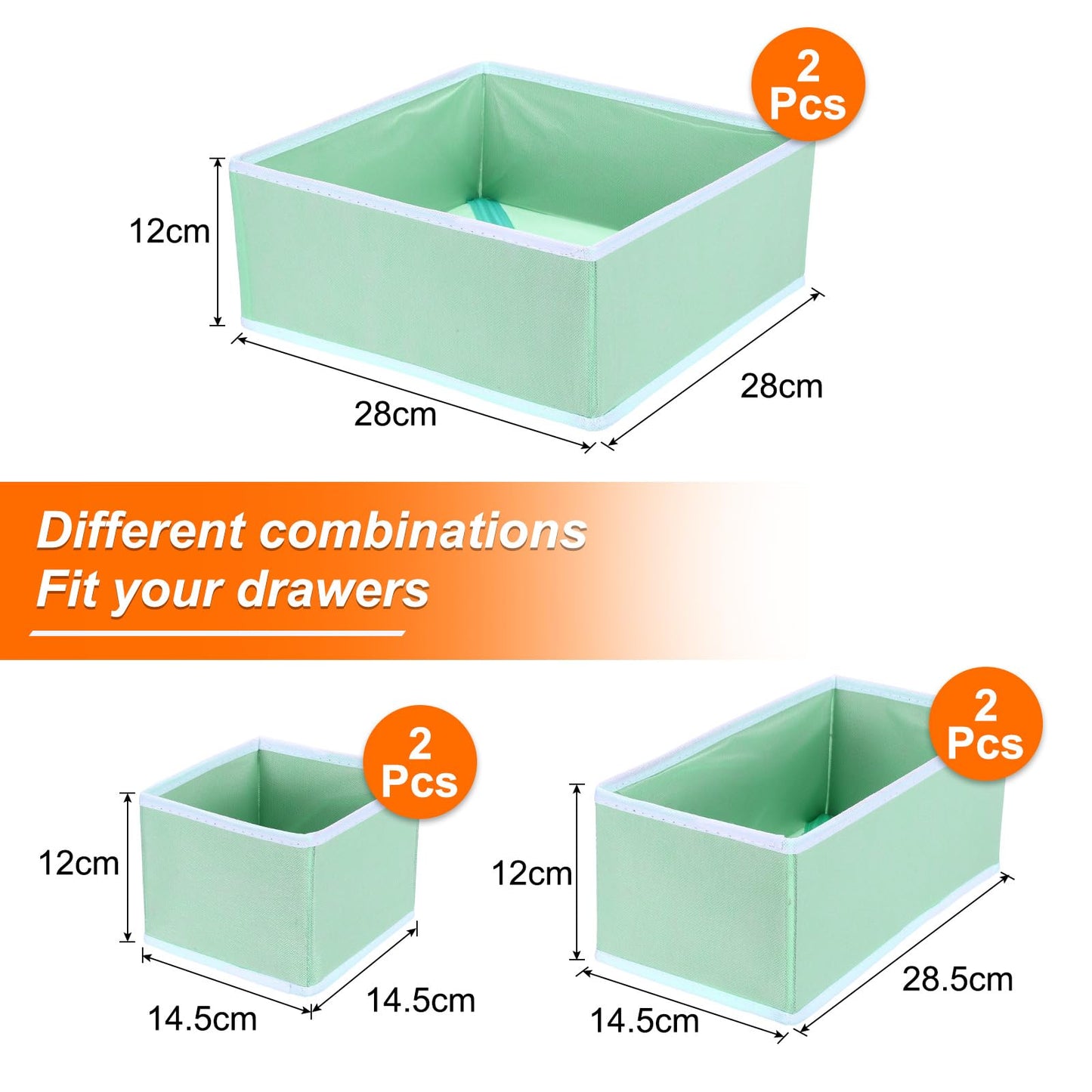 sourcing map 1 Set Foldable Cloth Storage Box, 6 Slots Fabric Socks Underwear Drawer Dividers Organizers Baskets Bins for Clothes Socks Scarves Ties