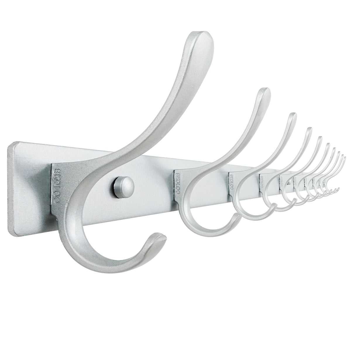 SKOLOO Wall Mounted Coat Rack - 10 Hooks, Heavy Duty, Stainless Steel, Metal Wall Hangers, Sturdy Coat Hooks for Hanging Coats, Jacket, Clothes, Hat
