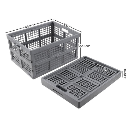 Bblina 30 Liters Collapsible Crate, Plastic Foldable Basket Crate Set of 3