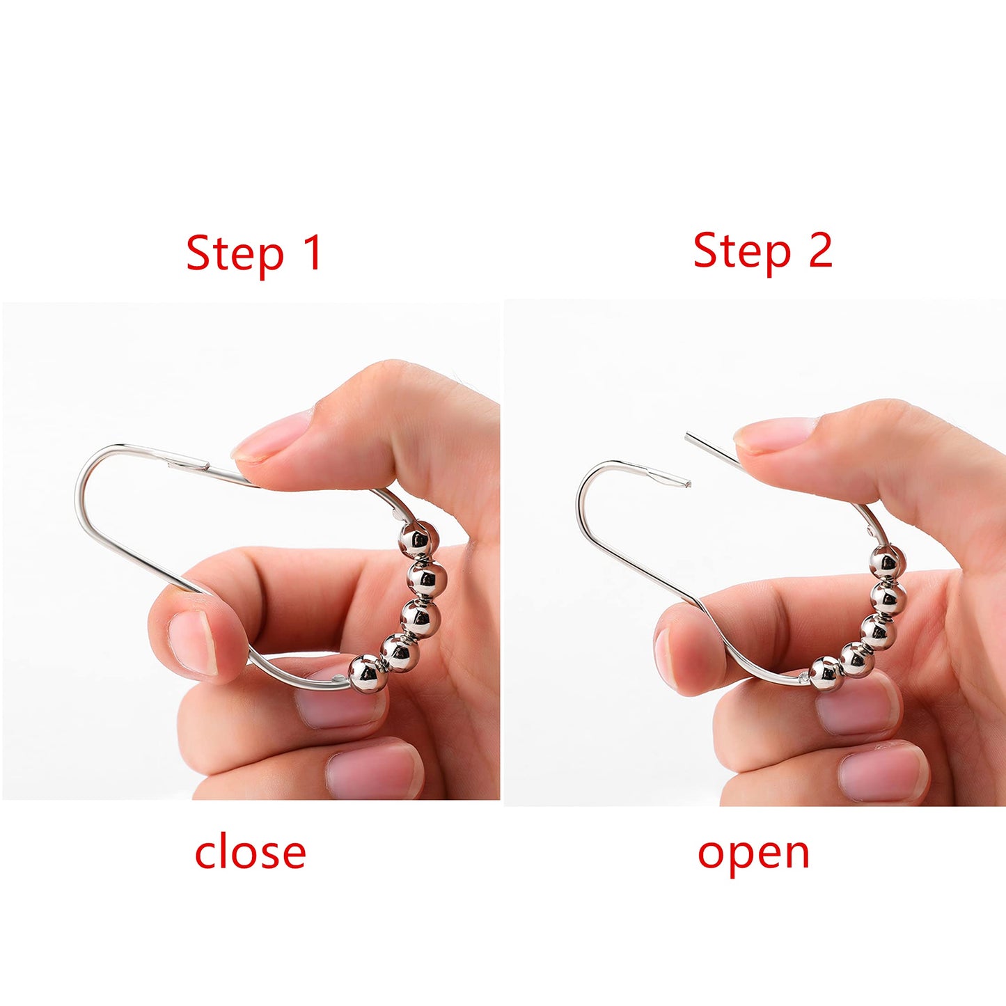 Shower Curtain Hooks,Curtain Hooks Rings for shower curtain (14 Pack)