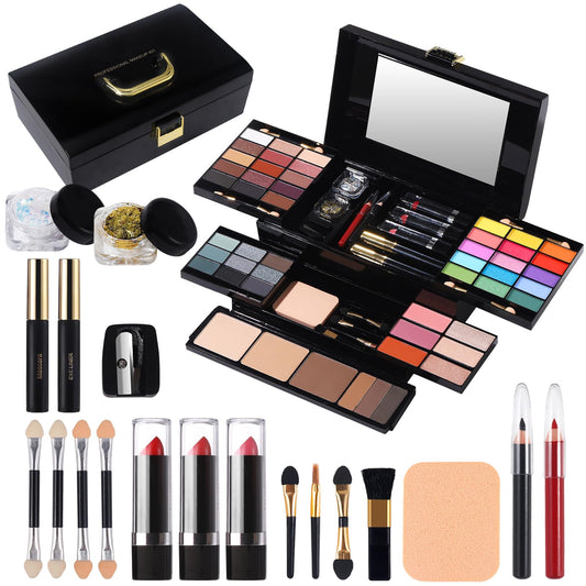 Professional Makeup Kit for Women Girl Full Kit with Mirror 60 Colors All in One Make up Gift Set Included Eyeshadow,Blusher,Highlighter,Compact