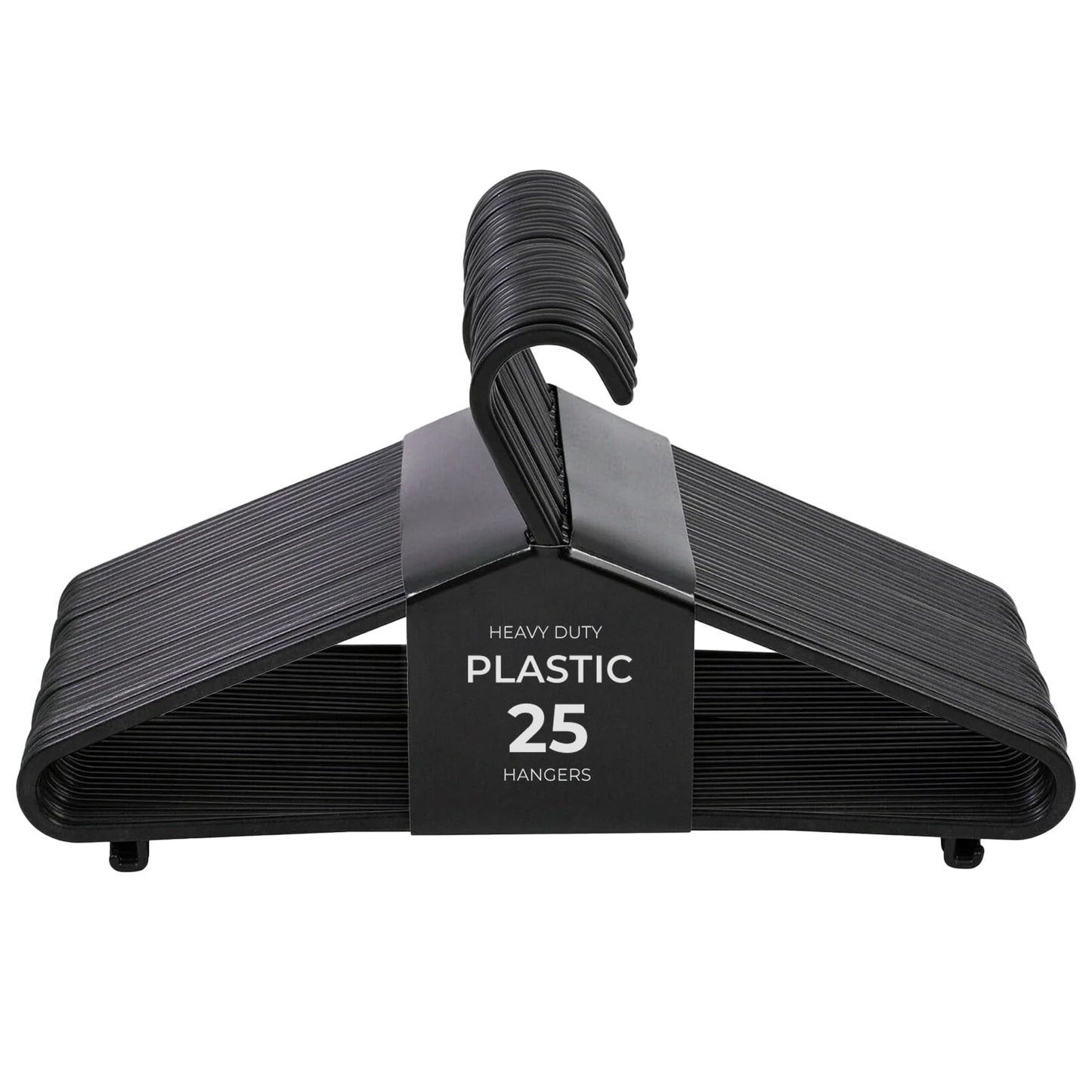 Roe Tenpo Coat Hangers, 25 Pack, Black | Adult Plastic Clothes Hangers for Clothes | Durable & Lightweight | Non-Slip, Space-Saving Design for Shirts