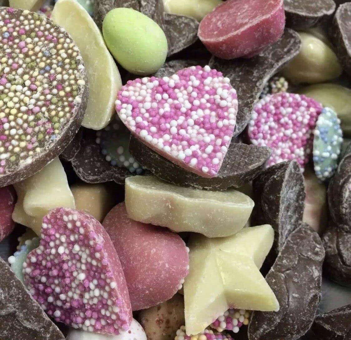 chocola Candy Chocolate Assortment Pick and Mix - White Mice - Pink Pigs - Spinning Tops, 1 kg (Pack of 1)
