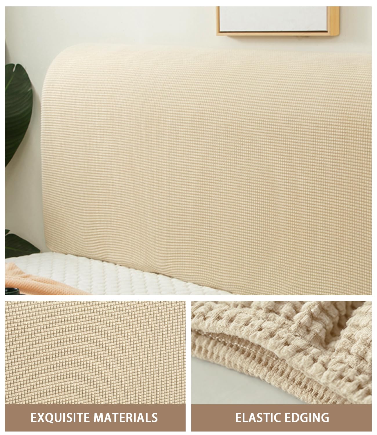 FANSU Headboard Cover for Single Double King Size Bed, Polar fleece Dustproof Headboard Wrap