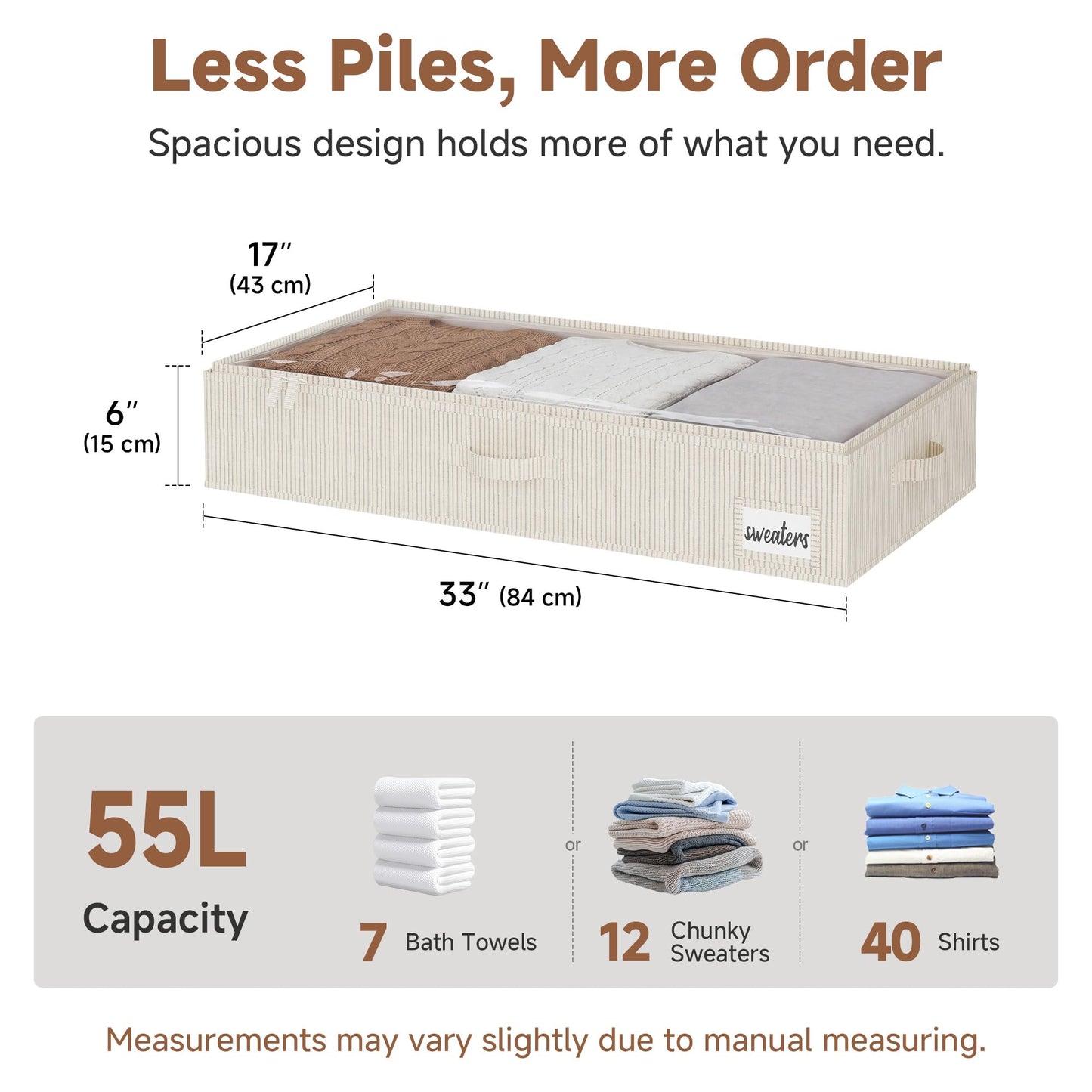 StorageWorks Under Bed Storage Boxes with Lids, Large Underbed Storage Box Containers for Bedroom Organising Blankets Bedding