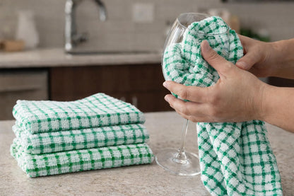 QUALITY HOME TEXTILES 100% Cotton Super Soft Terry Towelling Tea Towels with Hanging Loop