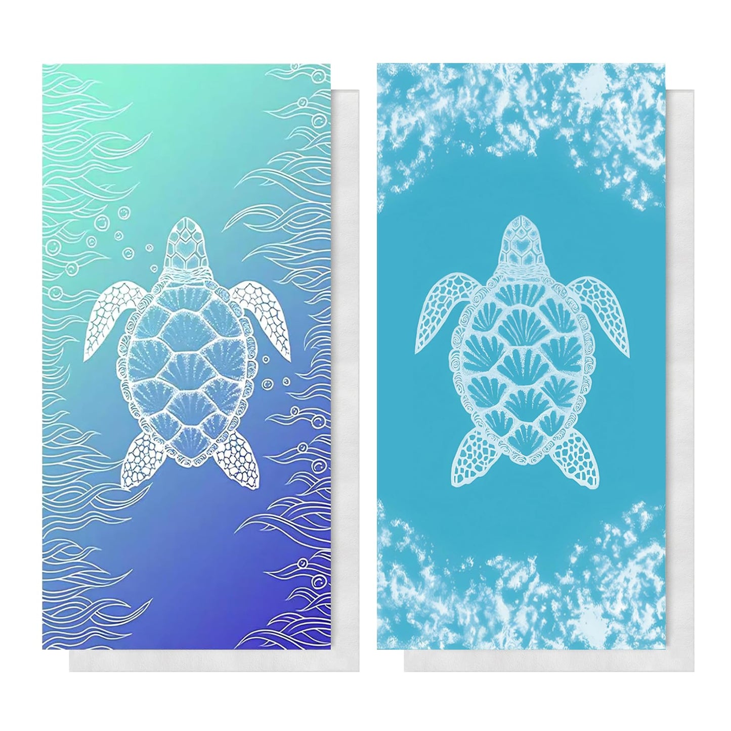 HPSOM 2 Pack Microfibre Beach Towels for Adults Extra Large, 70×140 cm Quick Dry Beach Towel with Double Side Print, Lightweight Beach Towel