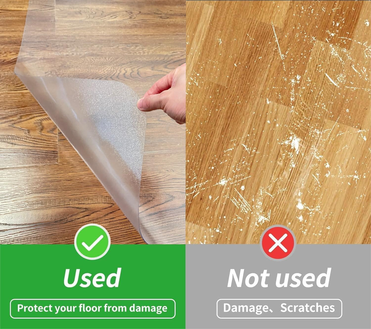 SHAREWIN Office Chair Mat for Hard Wood Floors, 120x90 cm with Lip Heavy Duty Anti-Slip Hardwood Floor Protector Rug, Easy Clean