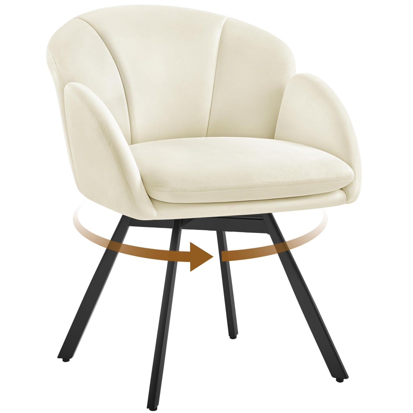 Yaheetech Swivel Tub Chair, Flower Shape Velvet Armchair, Beige