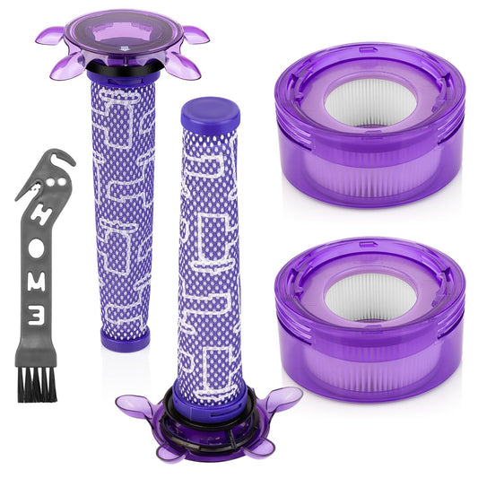 Upgraded V8 Filter Replacement for Dyson V8 New Version Cordless Animal Extra SV10 SV25 Car+Boat Handheld Vacuum, 2 Star Pre-Filters and 2 HEPA
