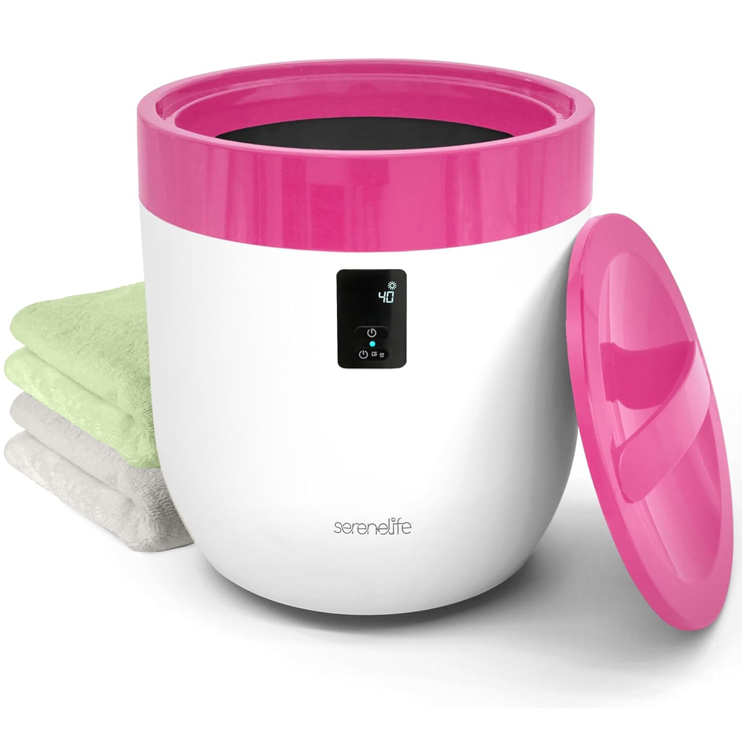 SereneLife Towel Warmer Bucket for Bathroom & Spa, with Customized Fragrance, Luxury Hot Towel Heater, Auto Shut Off, Fits 1 Large Blanket, Bathrobe
