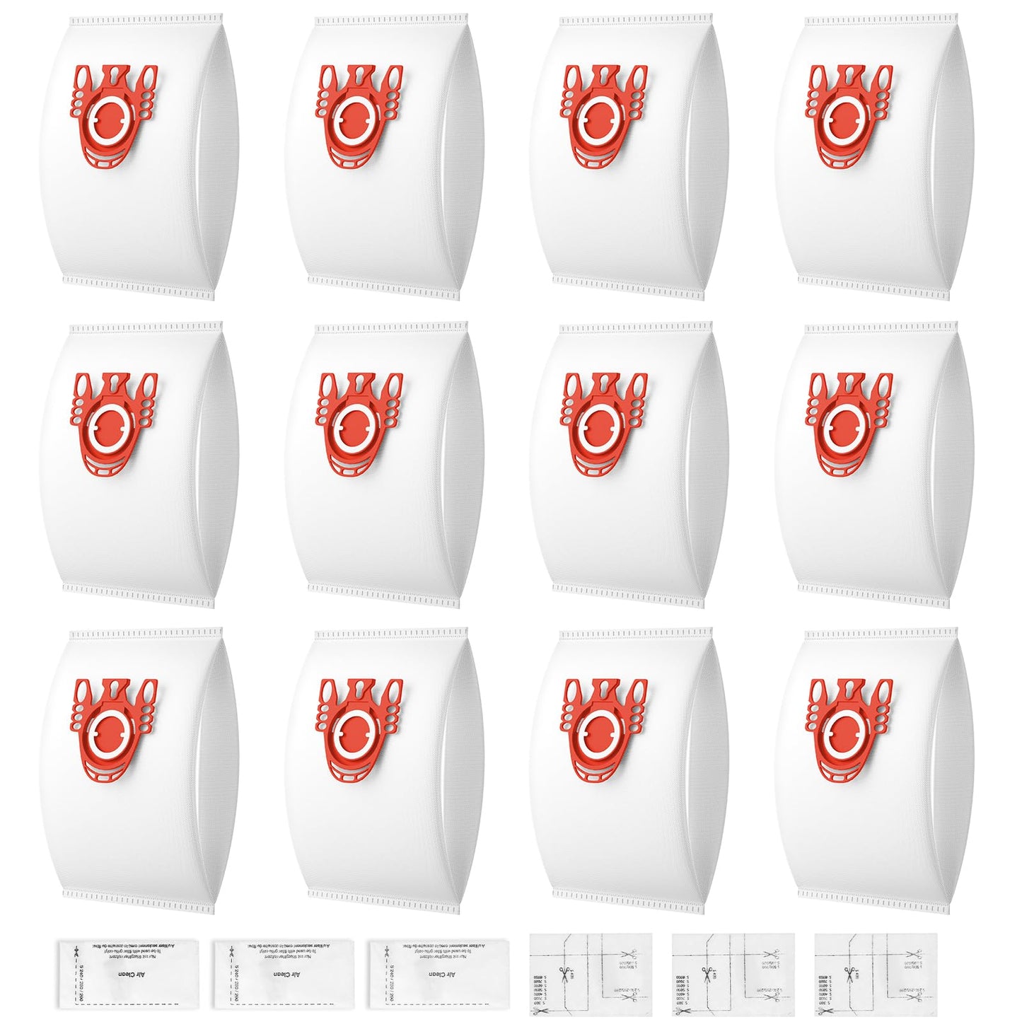 12 Pack 3D Airclean FJM Vacuum Bags Compatible with Miele FJM Vacuum Cleaner, Compact C1, Compact C2, Complete C1, S241, S290, S300i, S500, S700, S4,
