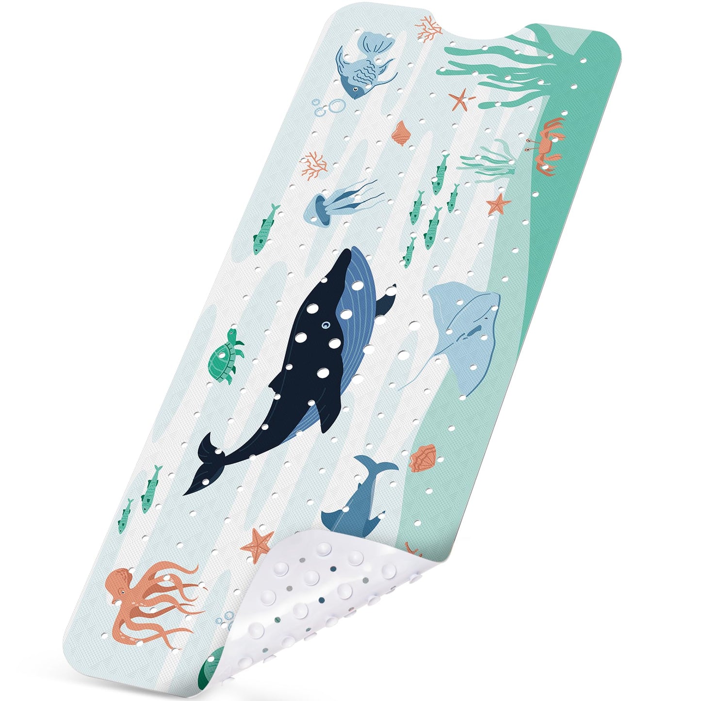 NiBaby Non-Slip Bath Mat with Suction Cups, 102 x 41 cm, Whale Design