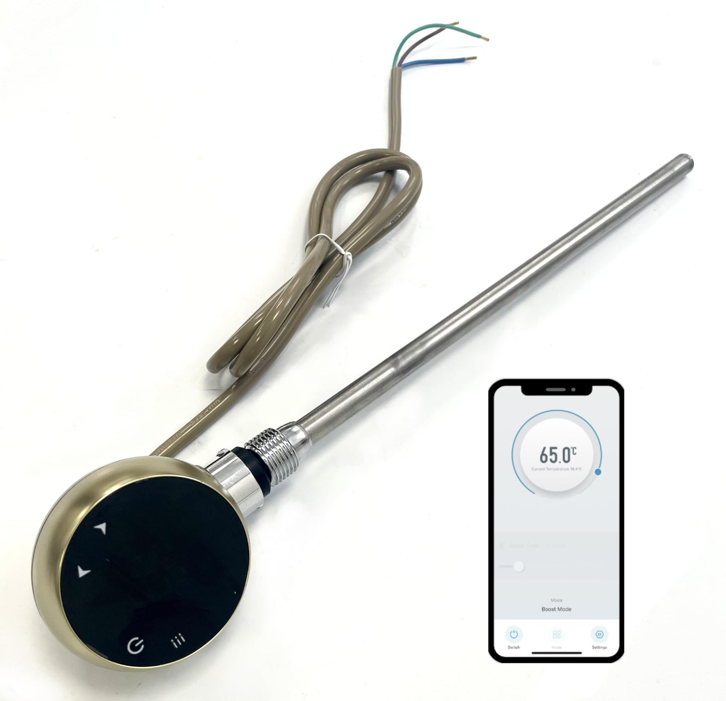 Greened House WiFi Electric Smart Heating Element for Towel Rails and Radiators with LED touchscreen Thermostat/Timer Energy Efficient