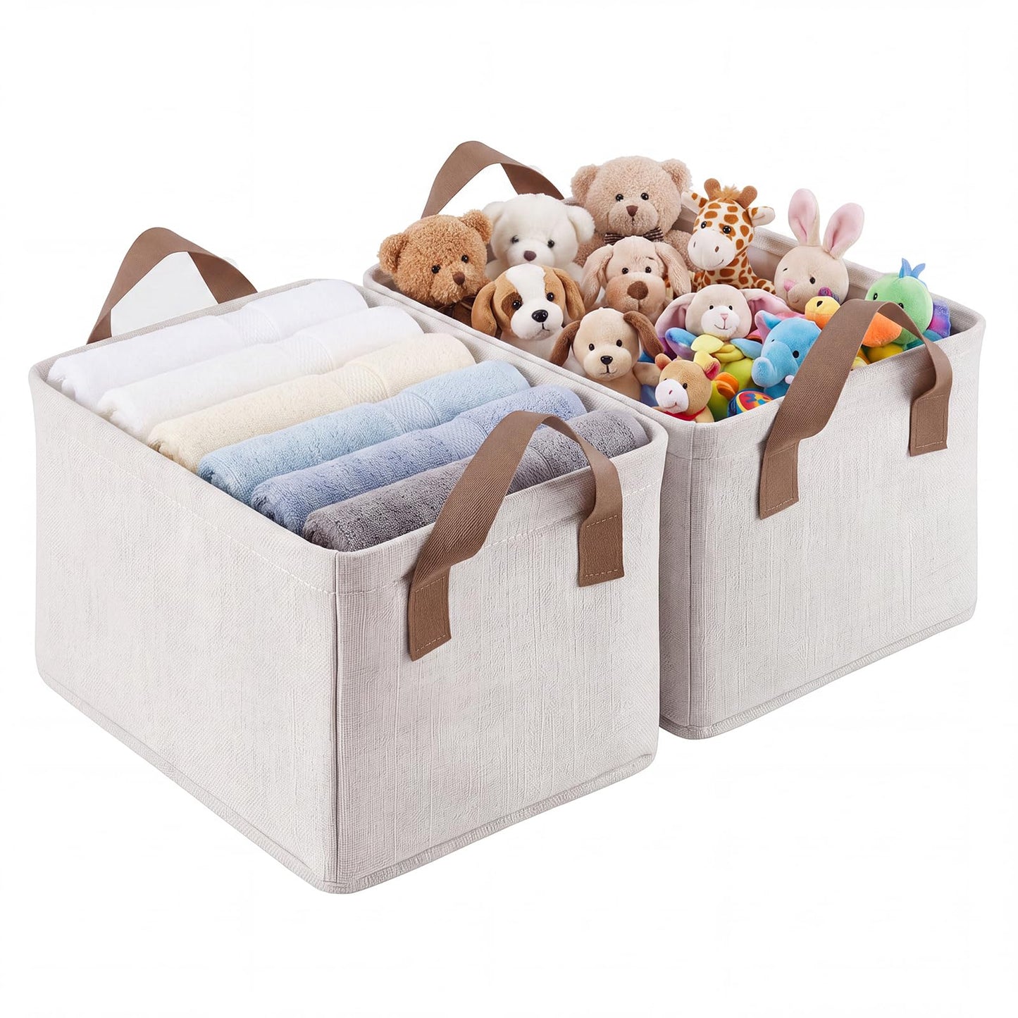 2 Pack Storage Baskets for Shelf, Small Closet Organizers and Storage Cream