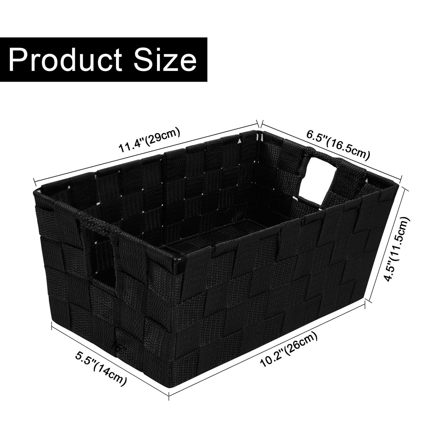homyfort Woven Shelf Storage Tote Baskets Bins Container, Durable Storage Organizer Boxes with Built-in Handles for Bedroom, Office, Closet
